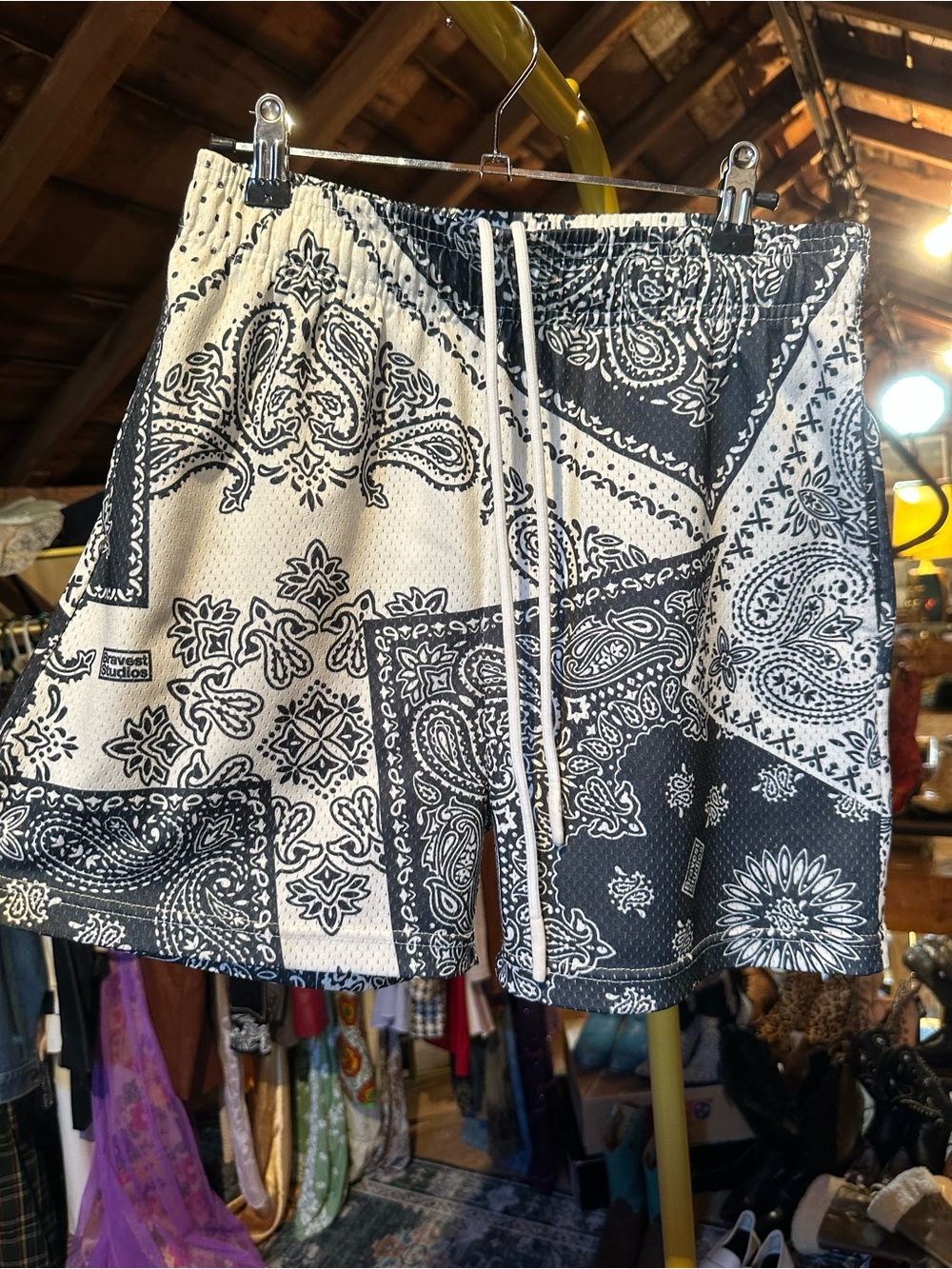 Bravest Studios Black & White Bandana Print Shorts